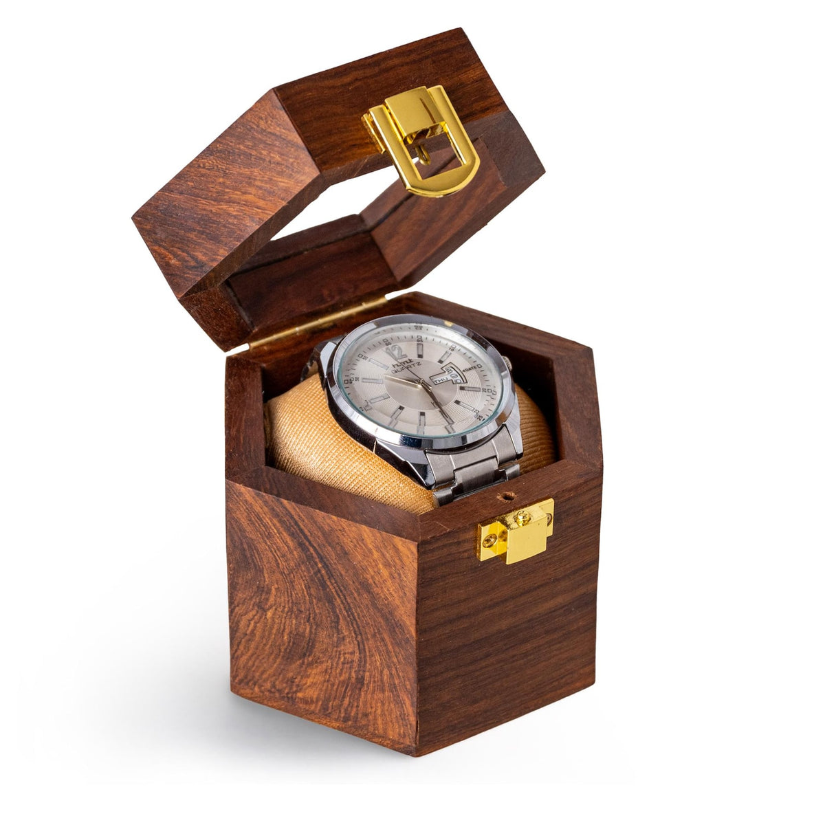 Men’s Watch Box Organizer – Dark Rosewood Display Case with Glass Lid, Stylish Travel Watch Storage, Gift for Him, Father's Day Gift
