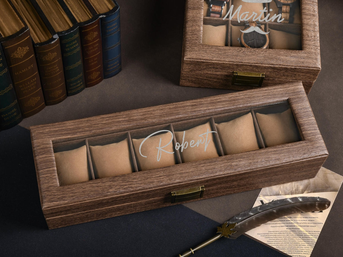 Personalized Watch Box, Custom Anniversary Gifts, Watch Case Storage, Gift for Him Dad Husband Boyfriend