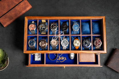 Free Personalized Rosewood Watch Case for Men, Handmade Vintage Men's Wooden Watch Box with Drawer – Custom Watch Holder & Gift for Him