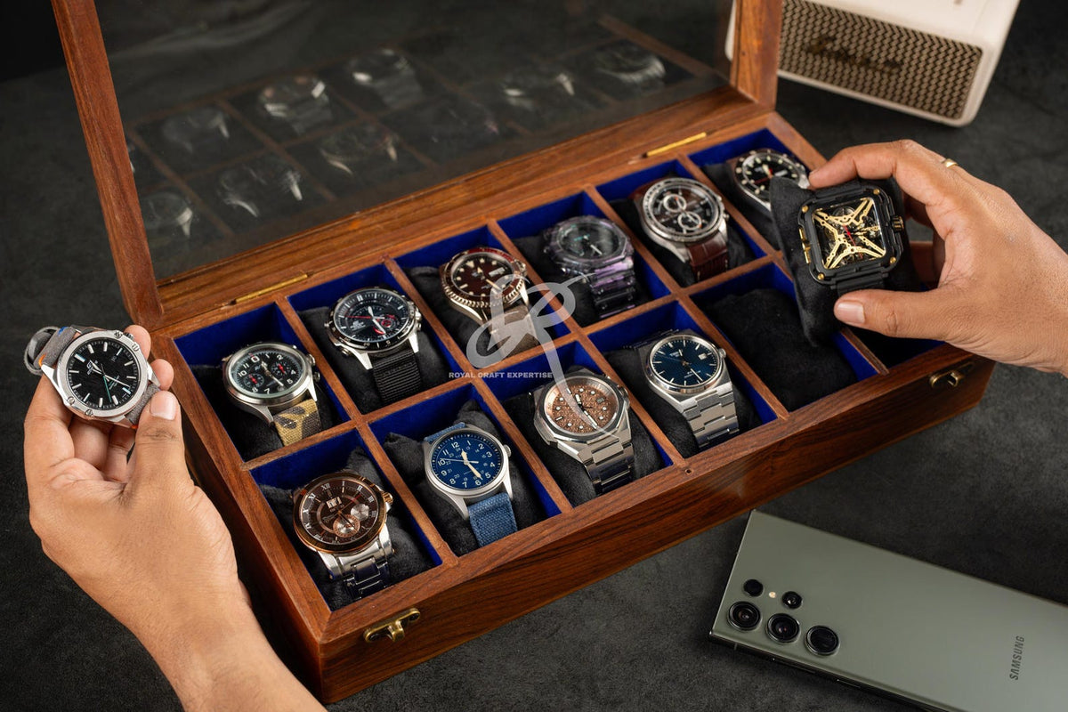 Free Personalized Rosewood Watch Case for Men, Handmade Vintage Men's Wooden Watch Box with Drawer – Custom Watch Holder & Gift for Him
