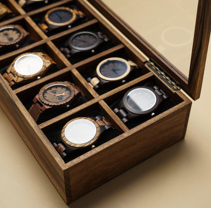 Wooden watch box display, Custom watch storage box, Wooden watch case w drawer, Watch holder box, Watch case organizer, Engraved watch case