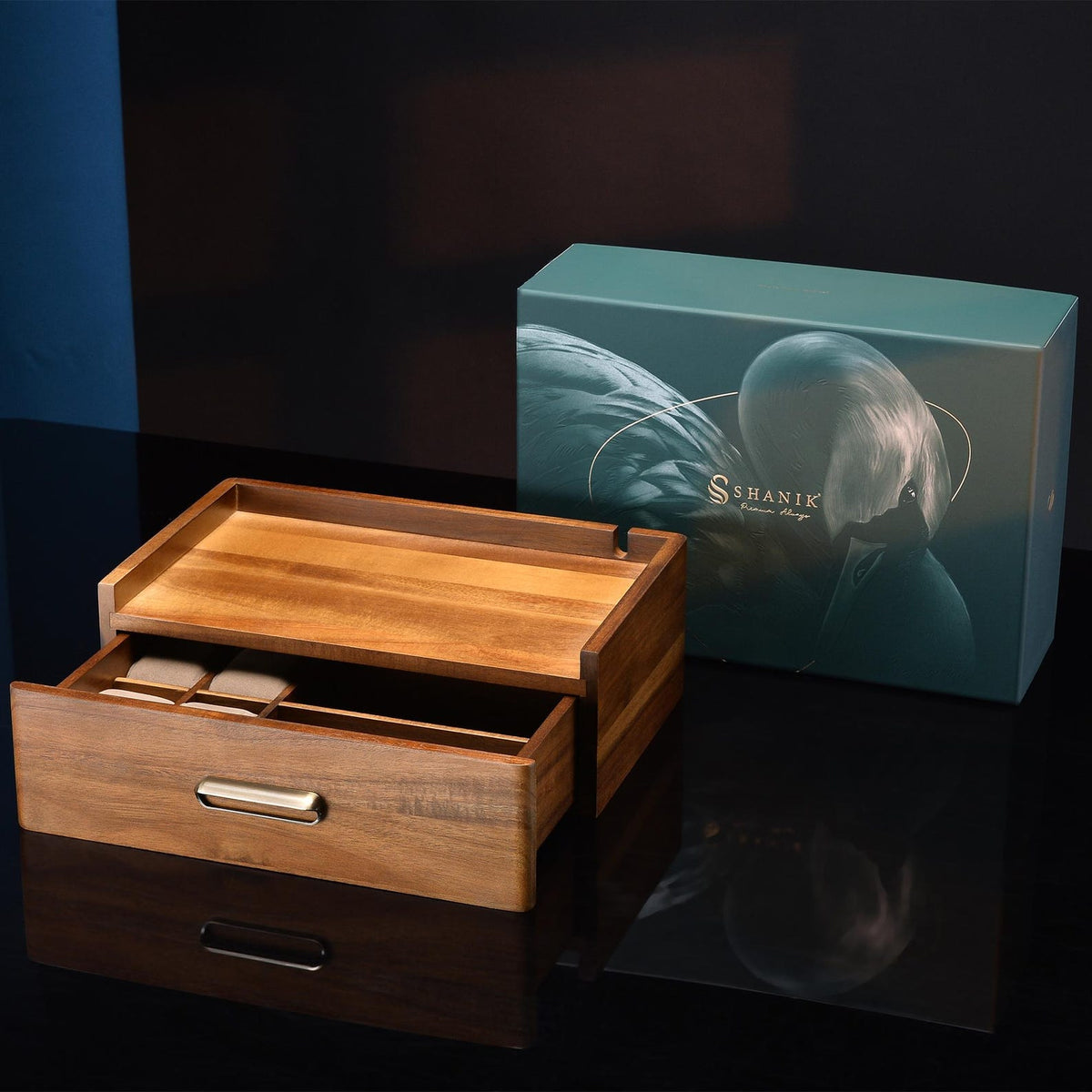 Mens Valet Box Personalized Anniversary Gifts for Him Engraved Wood Watch Box with Drawer Nightstand Organizer for Men Fathers Day Gift