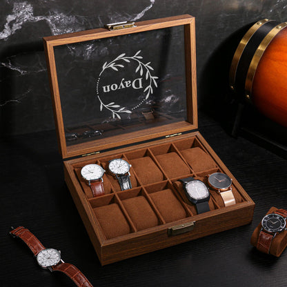 Custom Engraved wooden Watch Box, Personalized Watch Case, watch storage jewelry box, Gift for man father, Anniversary Birthday Gift for Men