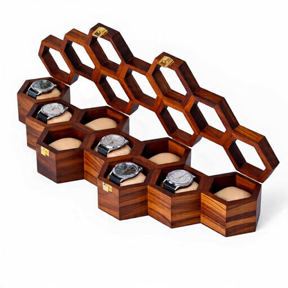 Handmade Honeycomb Wooden Watch Box: Jewelry Organizer