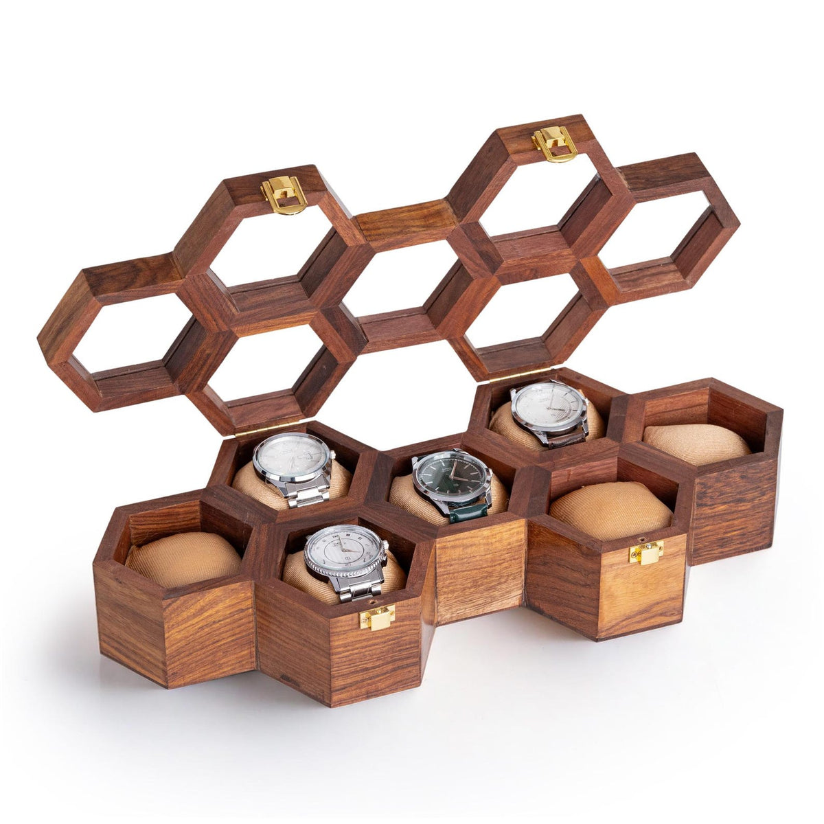 Men’s Watch Box Organizer – Dark Rosewood Display Case with Glass Lid, Stylish Travel Watch Storage, Gift for Him, Father's Day Gift