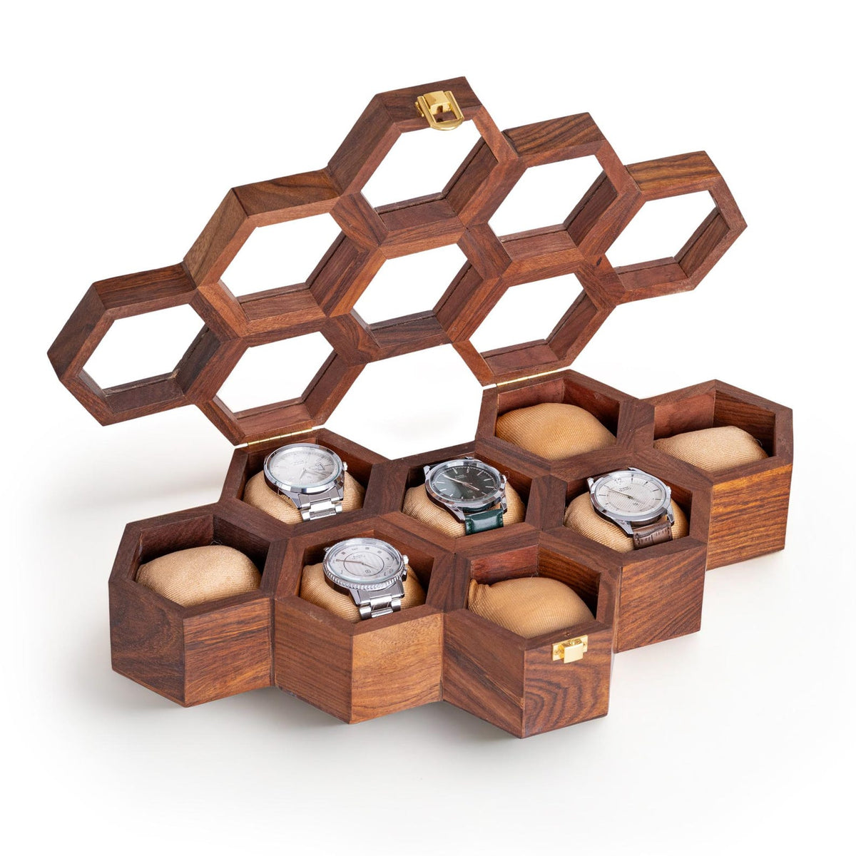 Men’s Watch Box Organizer – Dark Rosewood Display Case with Glass Lid, Stylish Travel Watch Storage, Gift for Him, Father's Day Gift