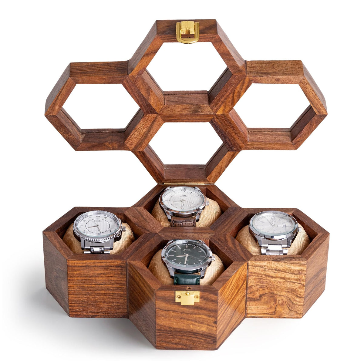 Men’s Watch Box Organizer – Dark Rosewood Display Case with Glass Lid, Stylish Travel Watch Storage, Gift for Him, Father's Day Gift