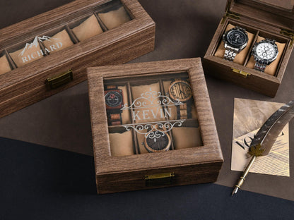 Personalized Watch Box, Custom Anniversary Gifts, Watch Case Storage, Gift for Him Dad Husband Boyfriend