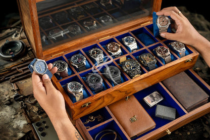 Handmade Vintage Men's Wooden Watch Box with Drawer – Free Personalized Rosewood Watch Case for Men – Custom Watch Holder & Gift for Him