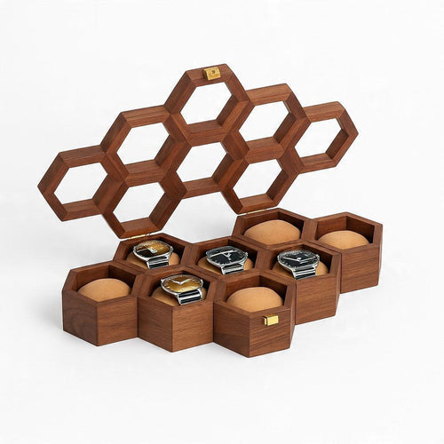 Handmade Honeycomb Wooden Watch Box: Jewelry Organizer