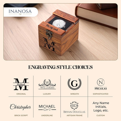 Personalized Rosewood Watch Box – 1 to 6 Slot Wooden Watch Organizer with Glass Lid – Gift for Men, Dad, Husband, Groomsmen - Christmas Gift