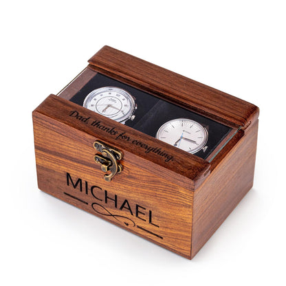 Personalized Rosewood Watch Box – 1 to 6 Slot Wooden Watch Organizer with Glass Lid – Gift for Men, Dad, Husband, Groomsmen - Christmas Gift