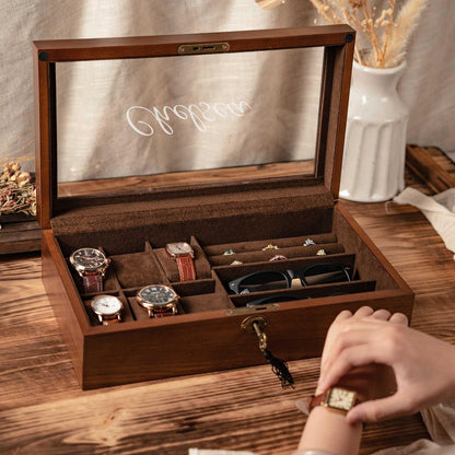 Personalized 3-in-1 Jewelry box, Sunglasses Box, Watch Box, Custom Gift For Husband, Storage box for Cufflinks, Anniversary Gift For Him