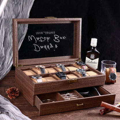 Personalised Brown Leather Watch Box for 3 6 12 slots Watches Storage | Custom Watch Cases for Men | Anniversary Gift for Husbands