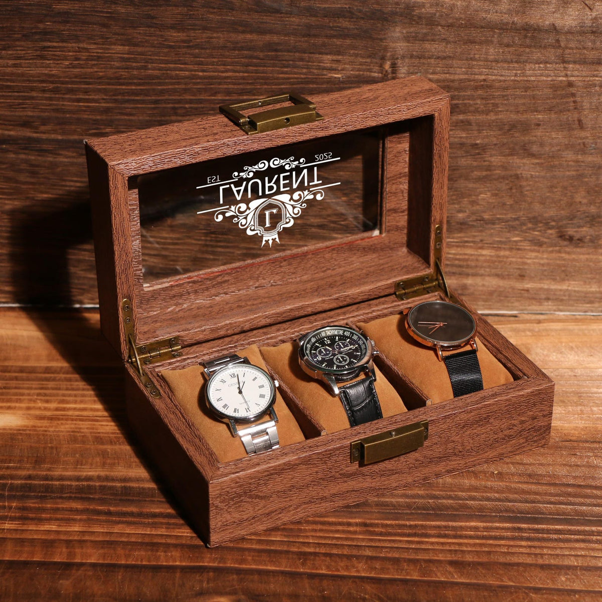 TWO Layers 6 Slot Personalized Men's Watch Box | with Drawer Watch Display Case for 6 Watches |Grain Leather watch box|Anniversary for Him