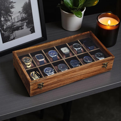 Luxury Wooden Watch Box – Handmade Watch Organizer with 12 Slots