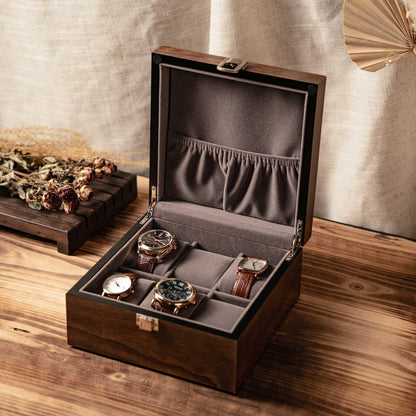 Engraved Wooden Watch Box for Men, Personalized Watch Box with Lock, Watch Organizer For Him, Watch Box With 6 slots, Anniversary Gifts