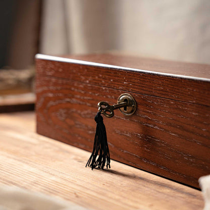 Engraved Walnut Wood Watch Box with Lock: 6-Slot Jewelry Storage, Christmas Gifts for Him