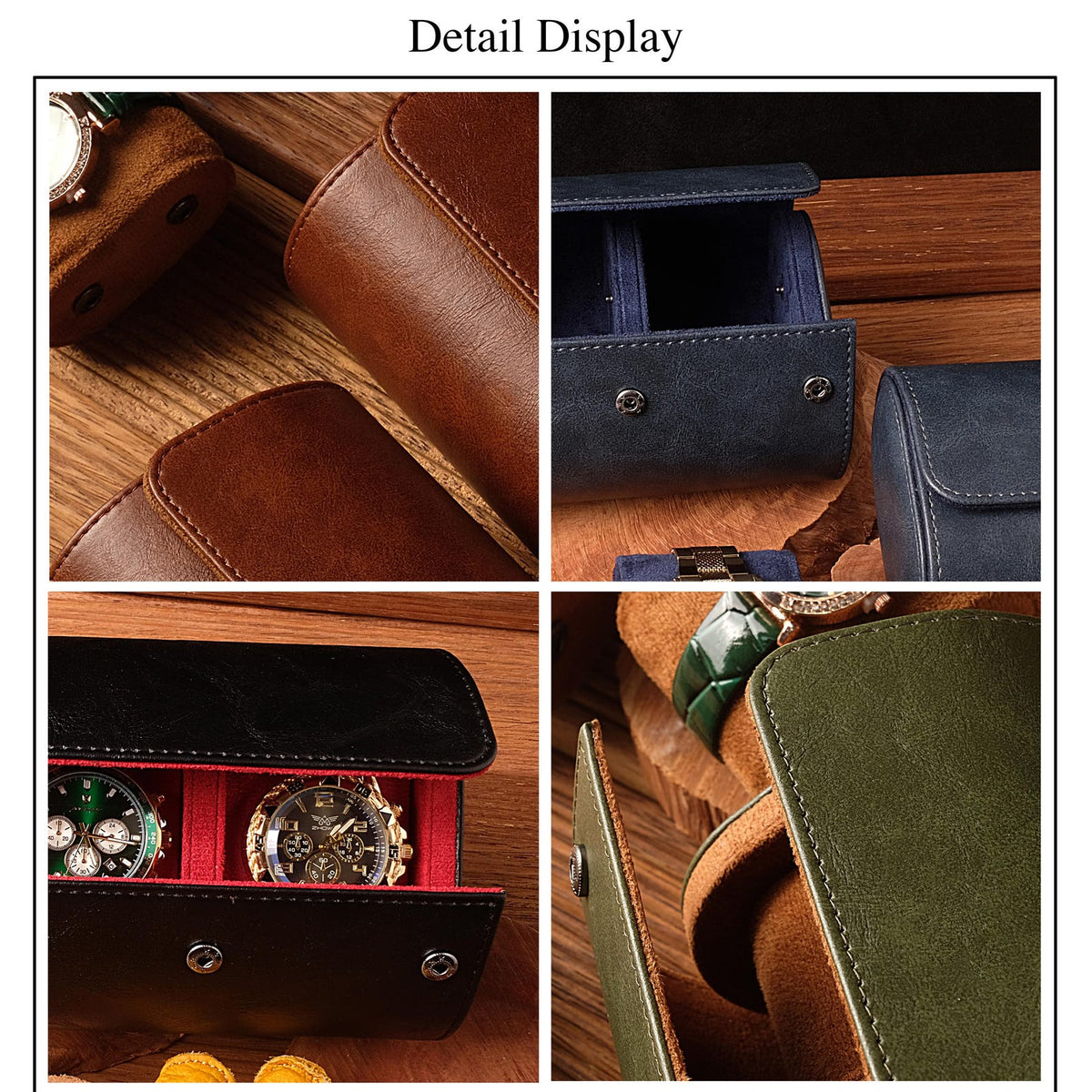 Personalized Leather Travel Watch Case for Four – Custom Groomsmen, Wedding & Father’s Day Gift,ersonalized Watch Box