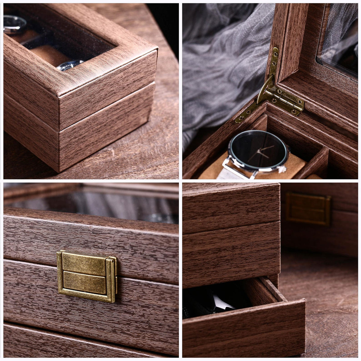 Custom Engraved 2 layer 6 Slot Leather Watch Box | Gift for Dad Birthday Gift for Men Anniversary Gift | Personalized Watch Storage Case