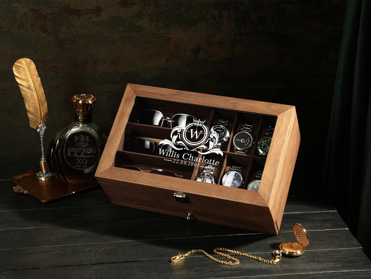 Personalized Watch Storage, Groomsmen Gifts, Engraved Watch Box for Men, Custom Christmas Gift, Watch Organizer, Watch Storage, Gift for Him