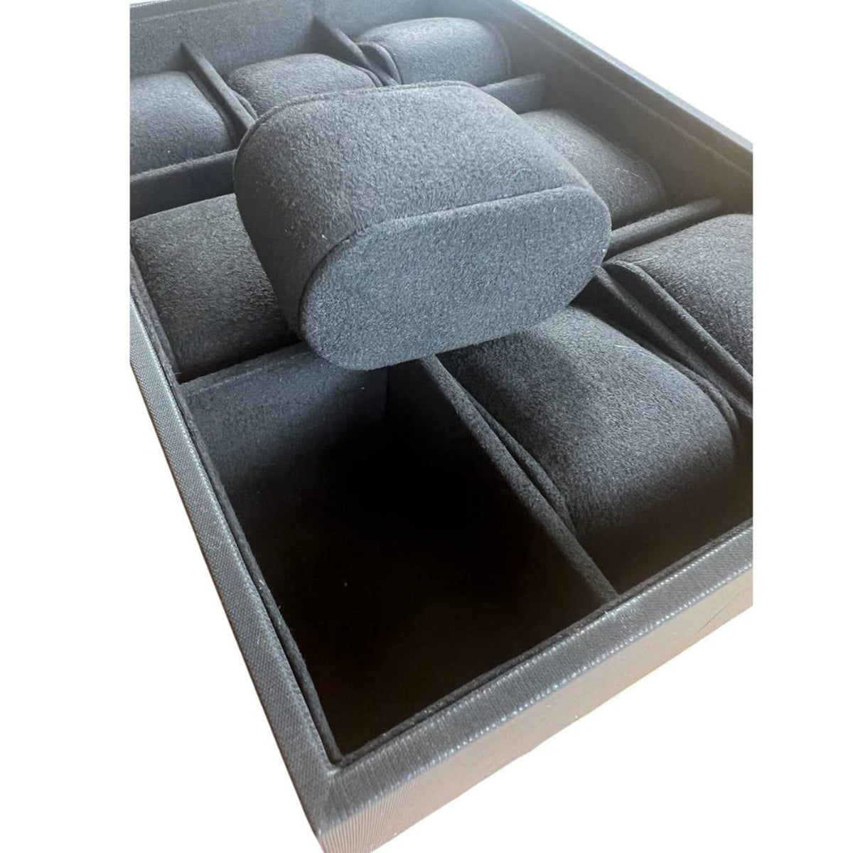 Elegant Deep Black Stackable Watch Tray | 9 Slot Watch Tray | 3 by 3 Watch Tray for Watch collectors, stores, businesses, individuals
