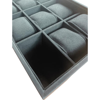Elegant Deep Black Stackable Watch Tray | 9 Slot Watch Tray | 3 by 3 Watch Tray for Watch collectors, stores, businesses, individuals