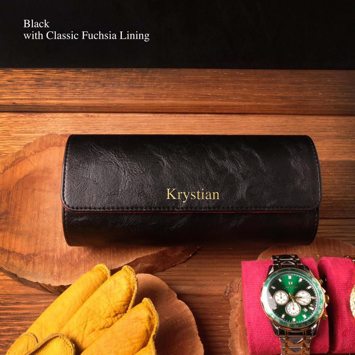 Custom Travel Watch Case,Personalized Luxury Leather Watch Roll,4 Solts Watch Box Gift For Men, Best Man Gift,Father's Day Gift