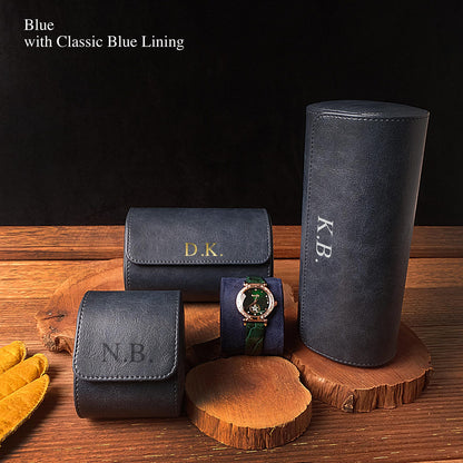 Custom Travel Watch Case,Personalized Luxury Leather Watch Roll,4 Solts Watch Box Gift For Men, Best Man Gift,Father's Day Gift