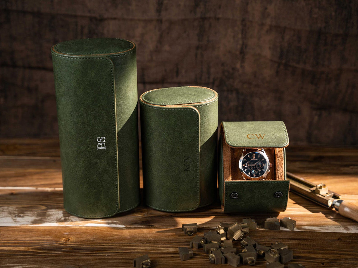 Personalized Leather Watch Roll: Travel Watch Case, Groomsmen Gift