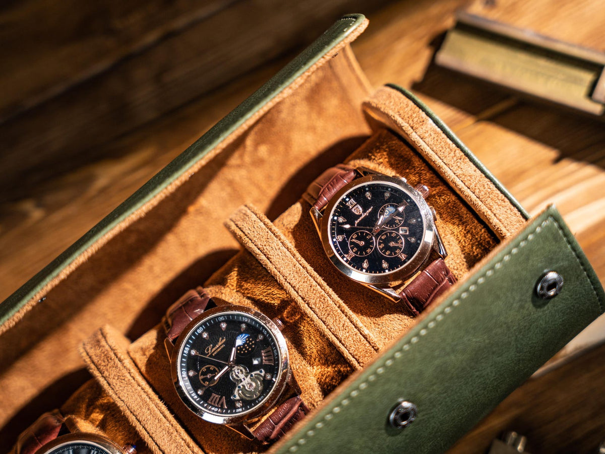 Personalized Leather Watch Roll: Travel Watch Case, Groomsmen Gift