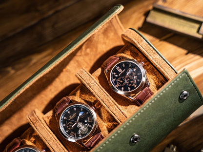 Personalized Leather Watch Roll: Travel Watch Case, Groomsmen Gift