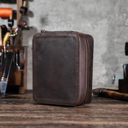 Engraved leather watch case, custom watch travel case, Watch and sunglasses box, Watch jewelry box for men, Father's day gift