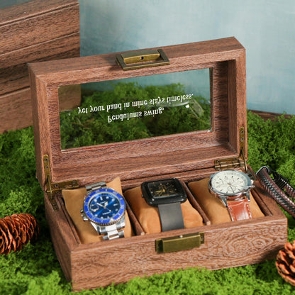 Watch Box w/ Glass Top & Pillow - Custom Wood Box, Wedding Day Gift Father of the Bride Groom Husband from Bride,Groomsman Gift,Mens Gift