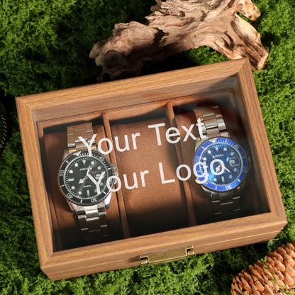Watch Box w/ Glass Top & Pillow - Custom Wood Box, Wedding Day Gift Father of the Bride Groom Husband from Bride,Groomsman Gift,Mens Gift