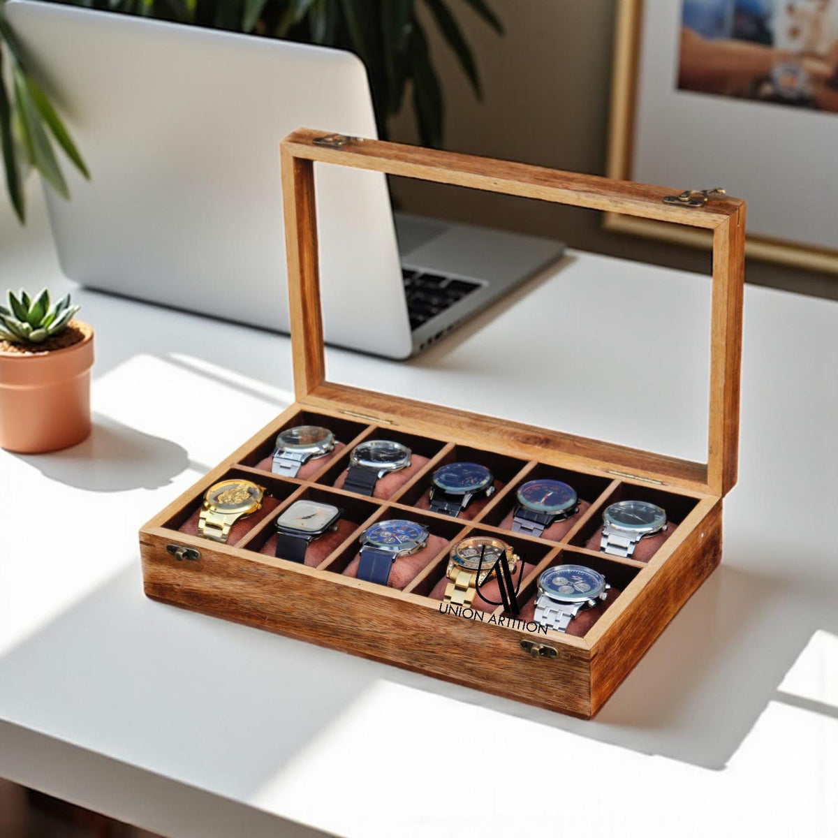 Luxury Wooden Watch Box – Handmade Watch Organizer with 12 Slots