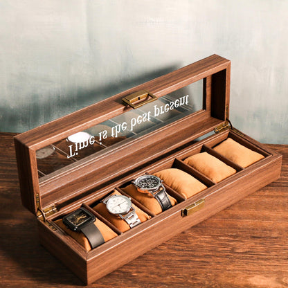 TWO Layers 6 Slot Personalized Men's Watch Box |with Drawer Watch Display Case for 6Watches,Custom Watch Storage Case, Watch Box for Mens