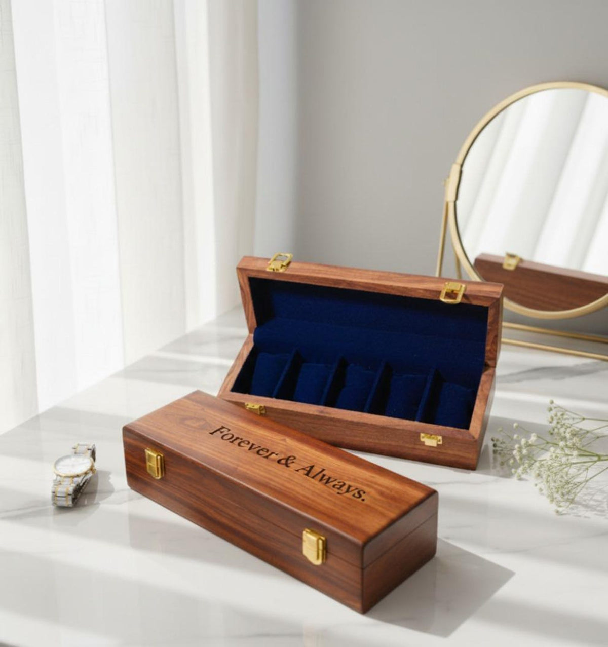 Solid Wood Watch Box Custom Watch Display Case: Personalize Jewelry Organizer for Men & Women