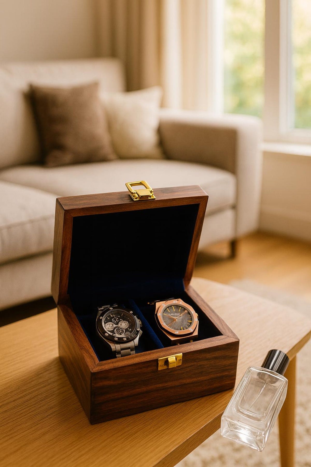 Personalized Wooden Watch Box with Lock – Luxury Men’s Jewelry Organizer, Custom Engraved Gift for Dad & Wedding Anniversary Gift