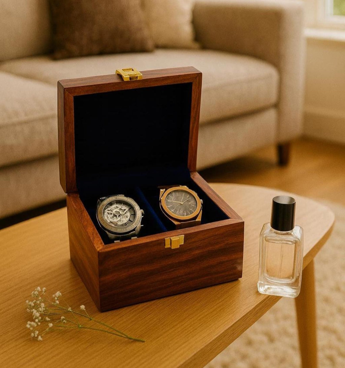 Personalized Wooden Watch Box with Lock – Luxury Men’s Jewelry Organizer, Custom Engraved Gift for Dad & Wedding Anniversary Gift