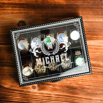 Personalized Wooden Watch Box, Gift for Men, Engraved Watch Holder, Birthday Gift for Him, Valentines Gift, Boyfriend Gift, Anniversary Gift