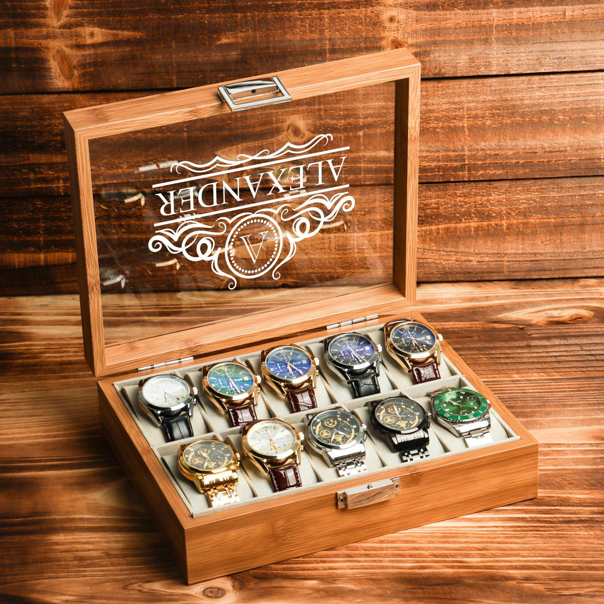 Personalized Wooden Watch Box, Gift for Men, Engraved Watch Holder, Birthday Gift for Him, Valentines Gift, Boyfriend Gift, Anniversary Gift