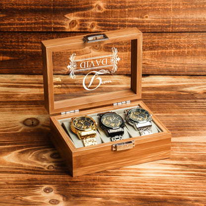 Personalized Wooden Watch Box, Gift for Men, Engraved Watch Holder, Birthday Gift for Him, Valentines Gift, Boyfriend Gift, Anniversary Gift