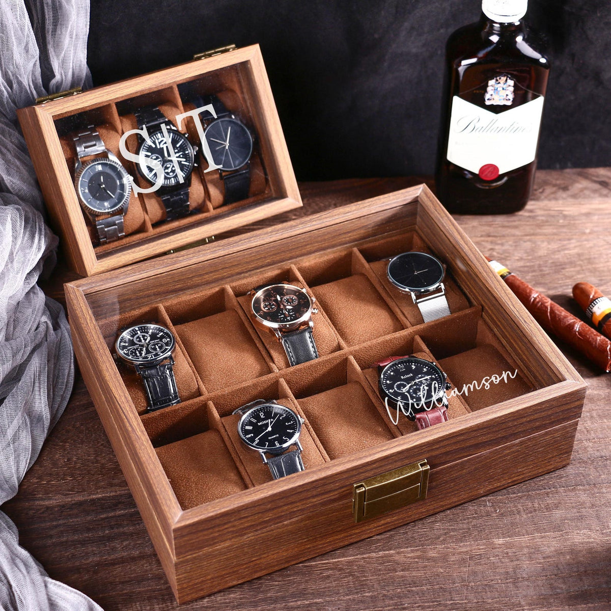 Personalised Watch Box for 3 6 10 slot Watches Storage | Customized Watch Storage Jewelry Box | 2025 Christmas gifts for husband