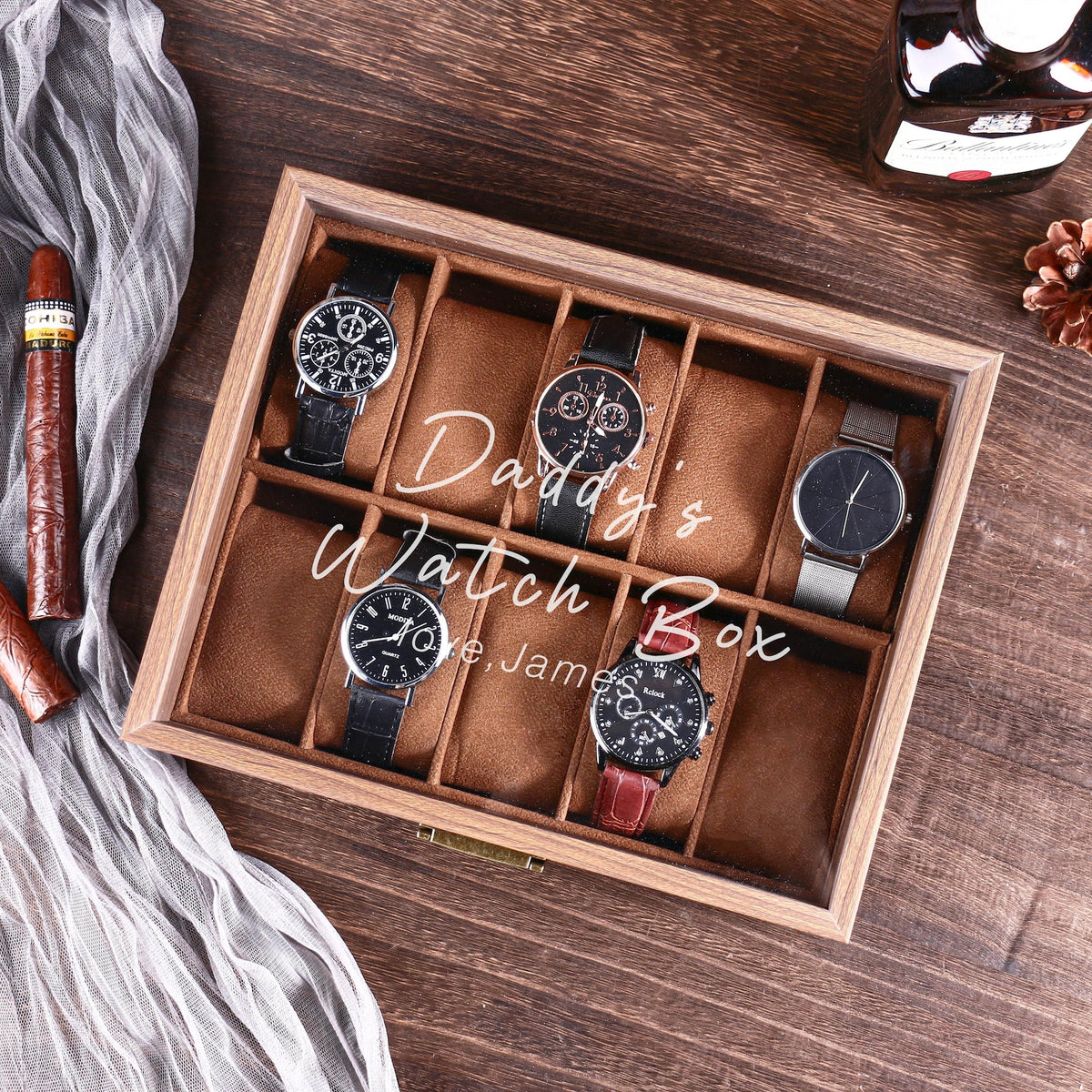 Personalised Watch Box for 3 6 10 slot Watches Storage | Customized Watch Storage Jewelry Box | 2025 Christmas gifts for husband