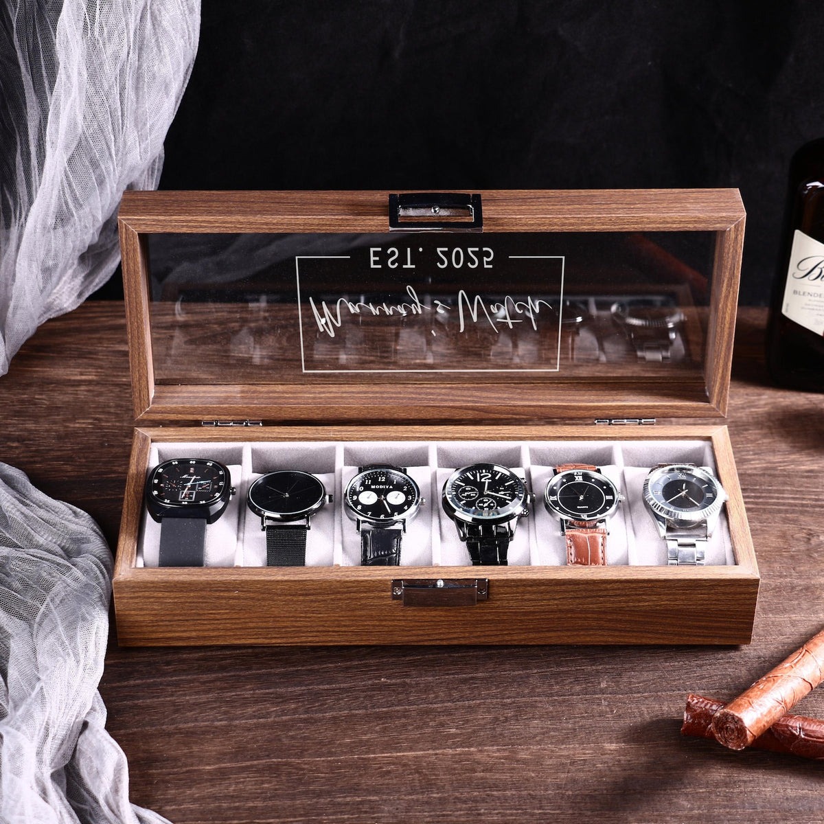Personalised Watch Box for 3 6 10 slot Watches Storage | Customized Watch Storage Jewelry Box | 2025 Christmas gifts for husband