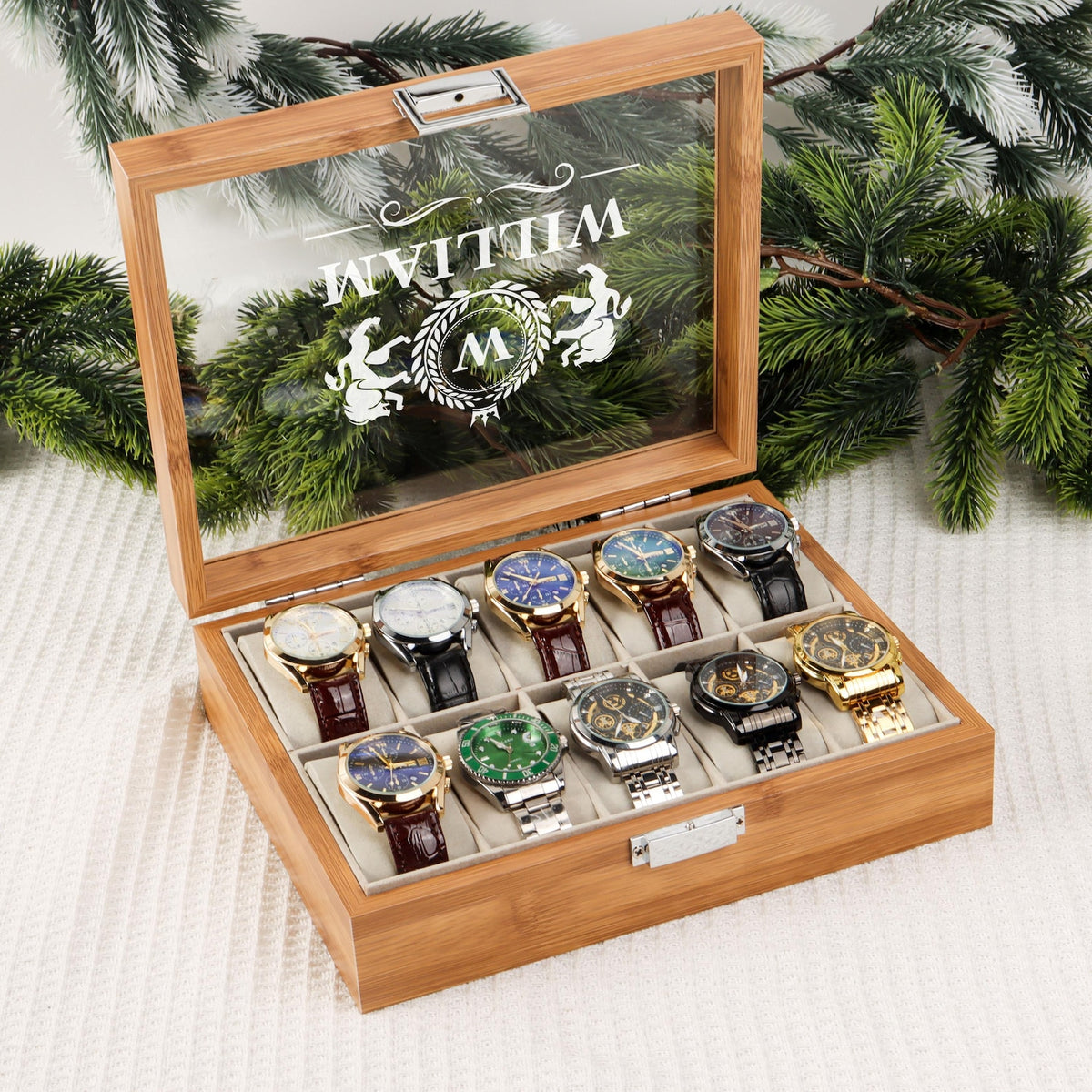 Personalized Wooden Watch Box, Gift for Men, Engraved Watch Holder, Birthday Gift for Him, Valentines Gift, Boyfriend Gift, Anniversary Gift