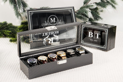 Personalized Wooden Watch Box, Gift for Men, Engraved Watch Holder, Birthday Gift for Him, Valentines Gift, Boyfriend Gift, Anniversary Gift