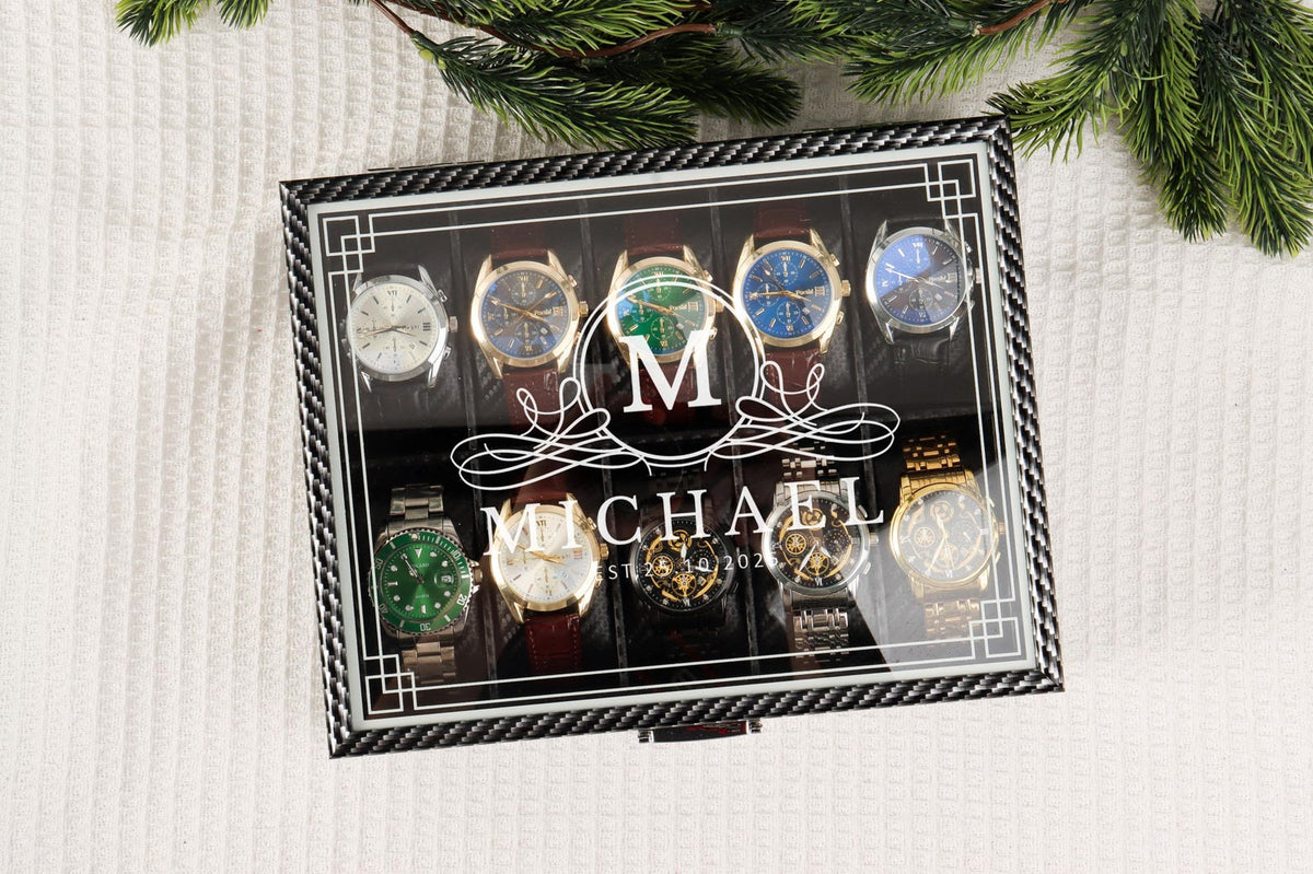 Personalized Wooden Watch Box, Gift for Men, Engraved Watch Holder, Birthday Gift for Him, Valentines Gift, Boyfriend Gift, Anniversary Gift