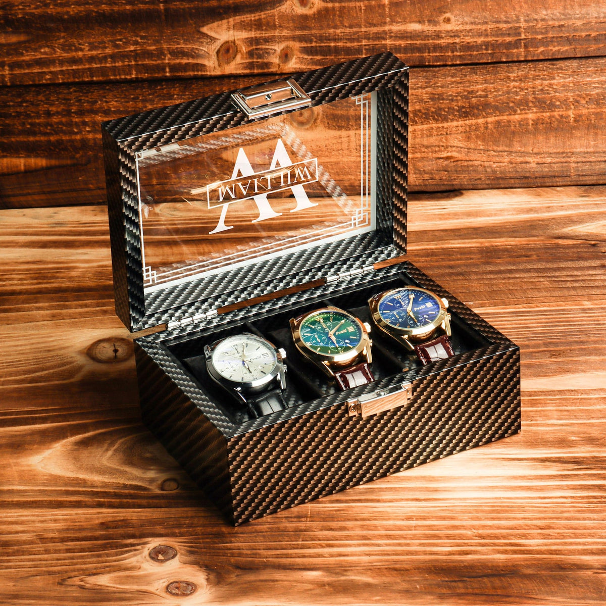 Custom Christmas Gift for him,Personalized Watch Storage,Custom Engraved Watch Box for Men, Watch Case, Personalized Gift for Him Husband